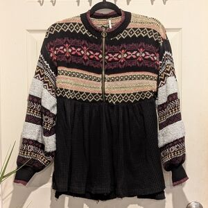 Free People Black and Gold Knit Cardigan